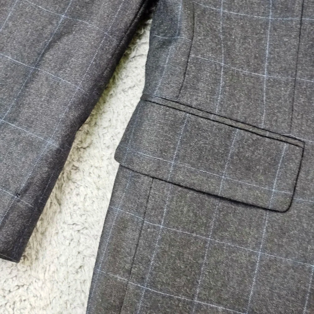Jos. A. Bank Sport Coat‎ Mens 44L Gray Plaid Wool Cashmere Blazer Signature